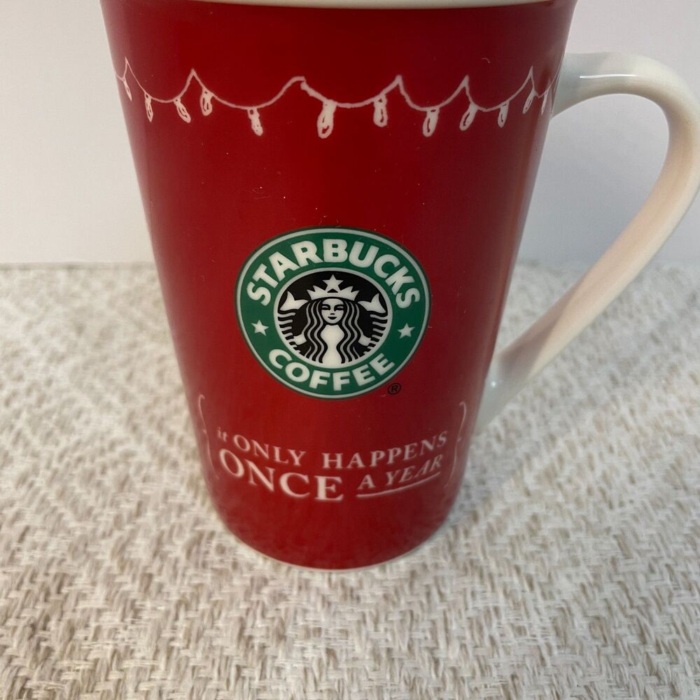 Starbucks Coffee Christmas Cup Mug 2005 It Only Happens Once a Year 12oz Vintage